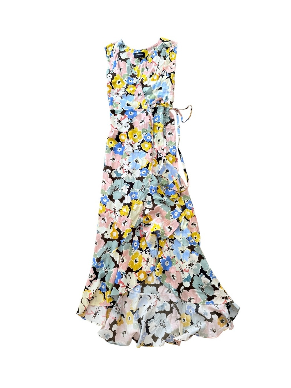 Yumi Kim Pastel Floral Print Maxi Dress in Yellow, Pink & Blue